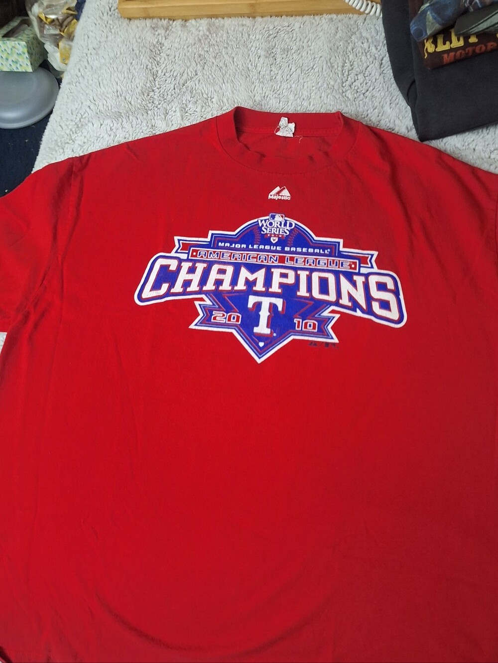 Majestic Texas Rangers MLB World Series T-shirt in size 2XL